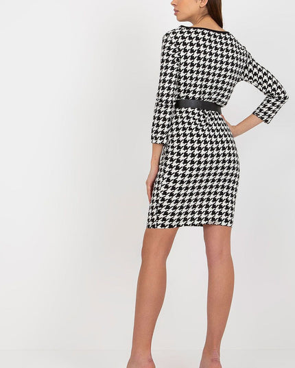 Robe crayon à motif pied-de-poule