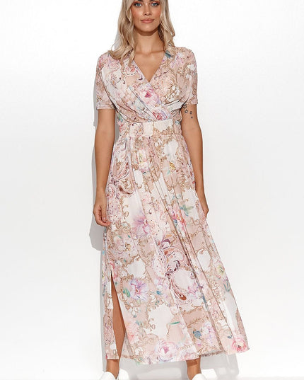 Robe longue maille à motifs