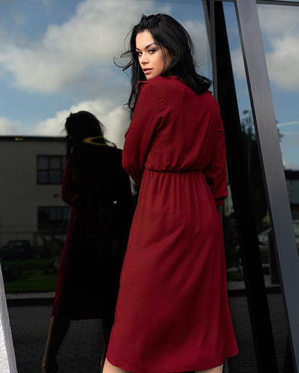 Robe midi cerise surpiquée