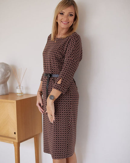 Robe jacquard kimono ceinturée