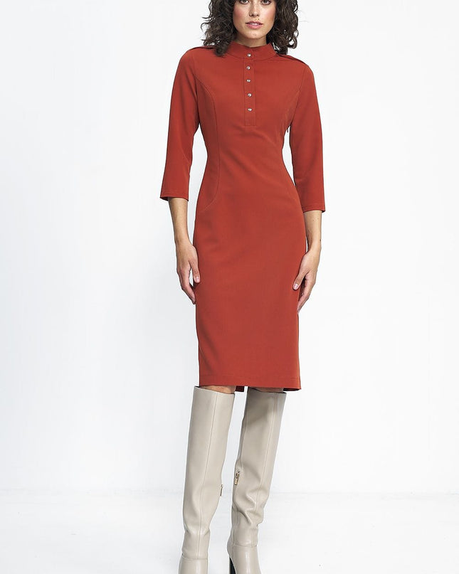 Robe ajustée rouille col rond
