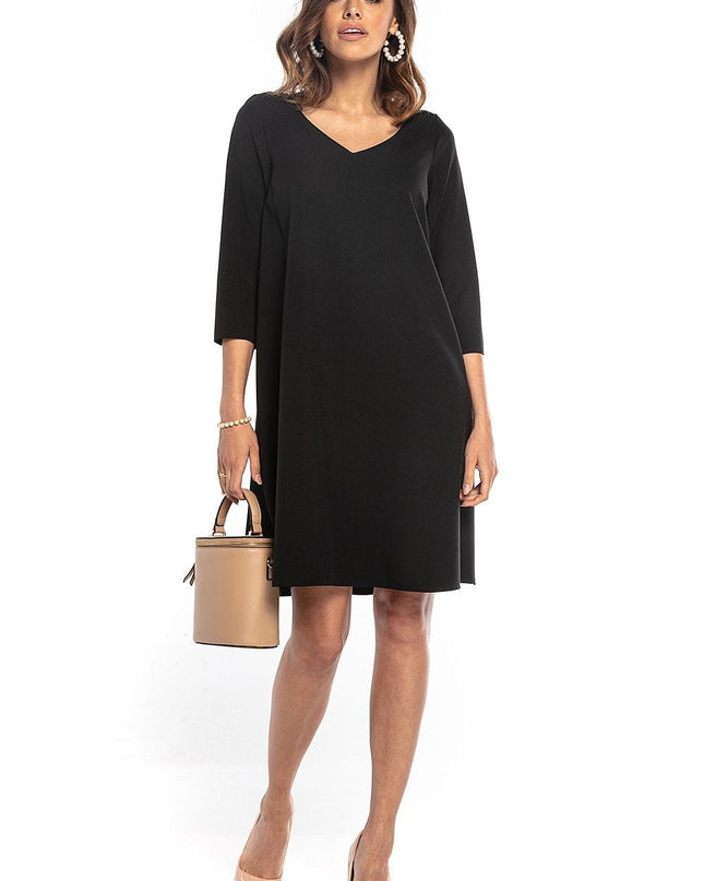 Robe trapèze manches 3/4 ceinturée