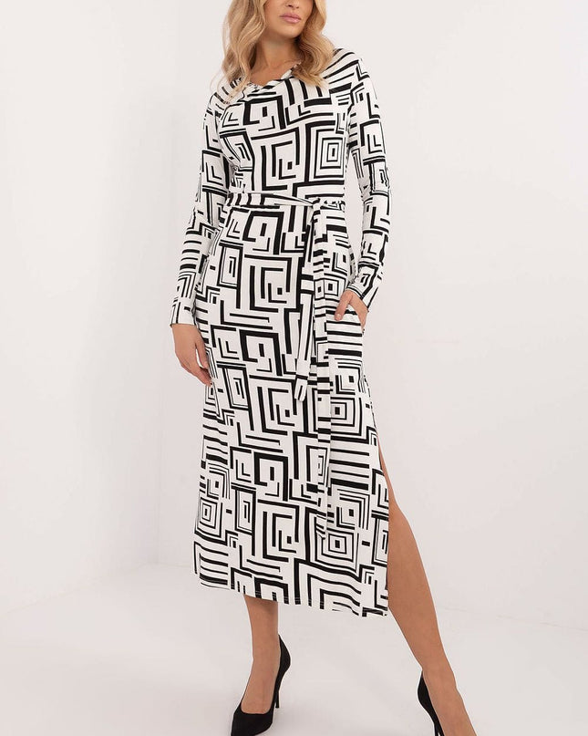 Robe midi motif géométrique