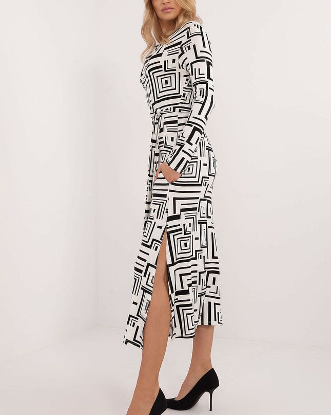 Robe midi motif géométrique