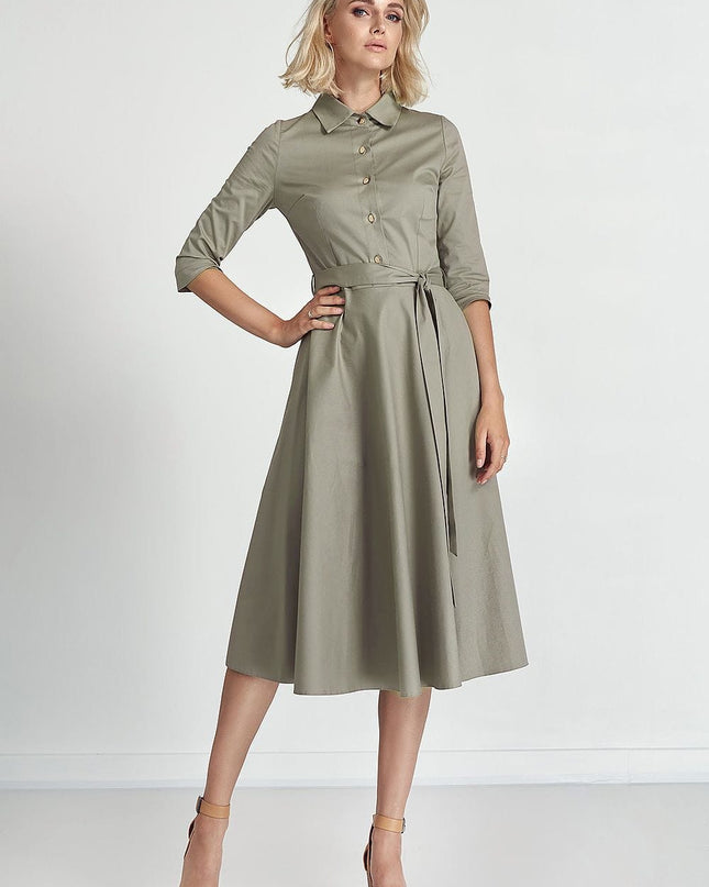Robe midi en coton émeri