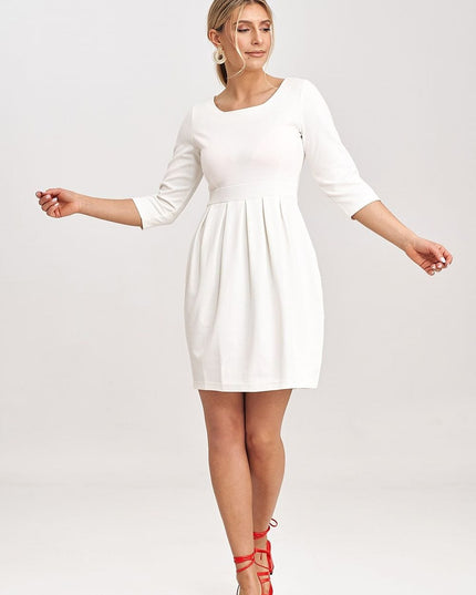 Robe blanche manches 3/4