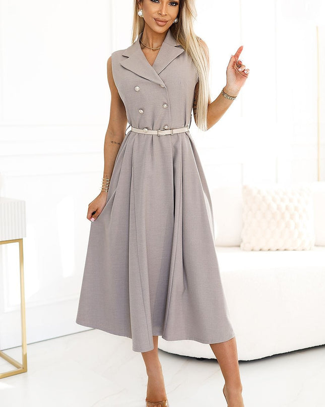 Robe tailleur sans manches beige