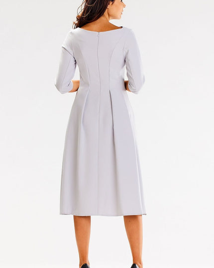 Robe évasée manches 3/4 bleu