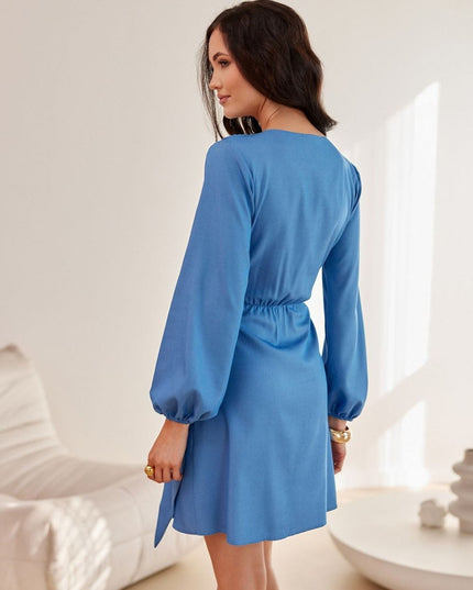 Robe mini bleue manches longues