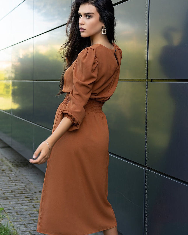 Robe camel manches longues