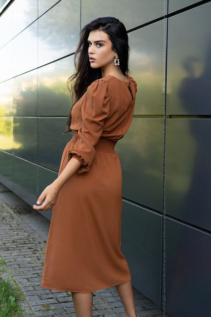 Robe camel manches longues