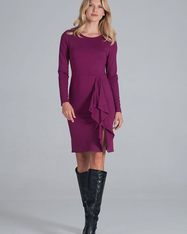 Robe cocktail manches longues drapĂ©e
