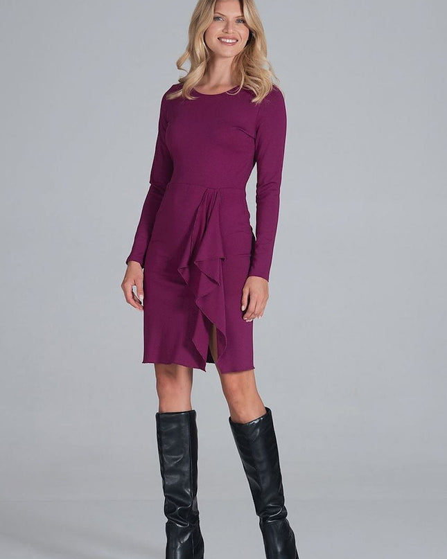 Robe cocktail manches longues drapĂ©e
