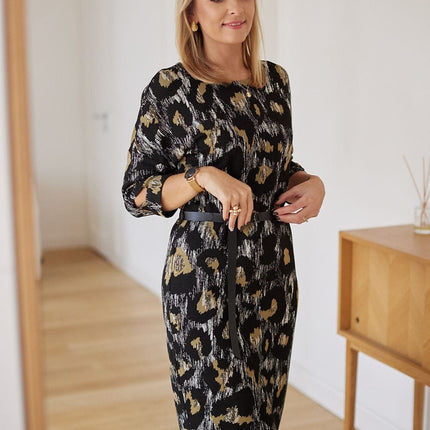 Robe jacquard avec ceinture