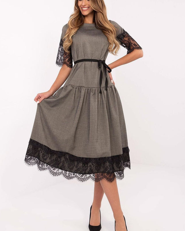 Robe midi laine dentelle
