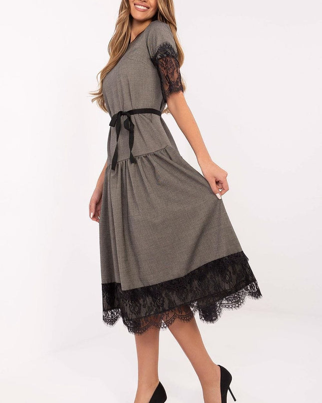 Robe midi laine dentelle