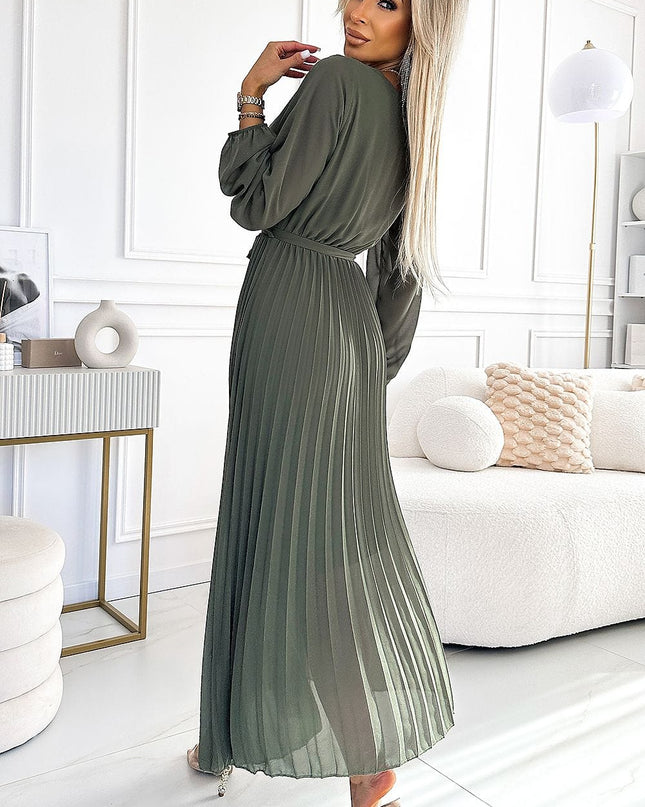 Robe plissée kaki chic