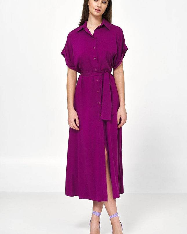 Robe chemise longue violette