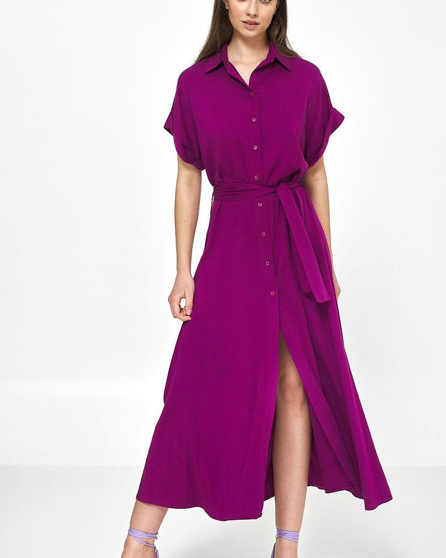 Robe chemise longue violette