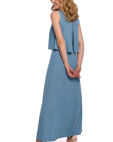 Robe longue fendue corail
