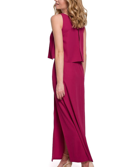 Robe longue fendue corail