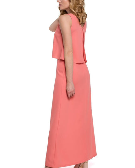 Robe longue fendue corail