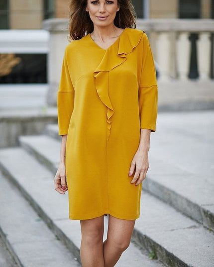 Robe jaune à volant chic