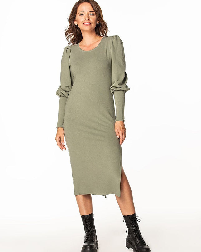 Robe midi manches bouffantes
