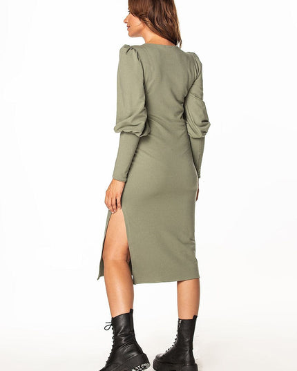 Robe midi manches bouffantes