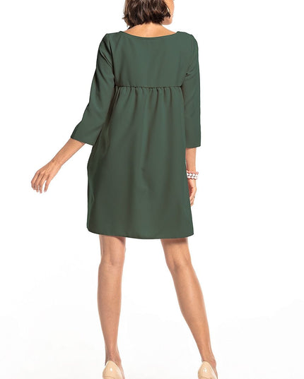 Robe verte plissée avec poches