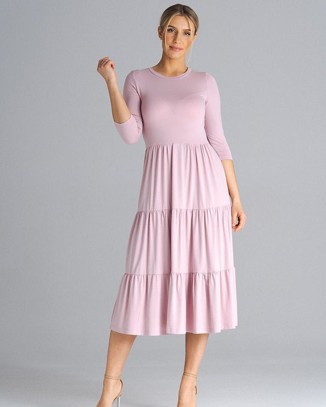 Robe midi cintrée à volants