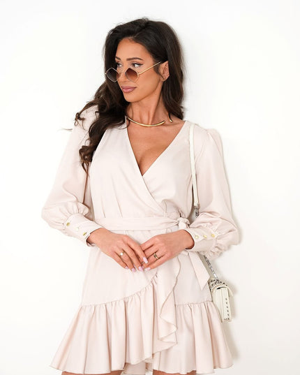 Robe courte rose manches longues