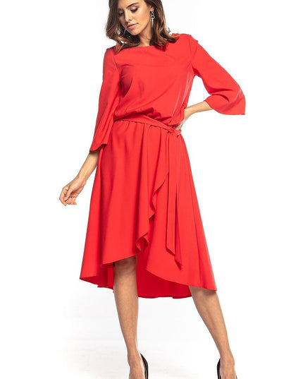 Robe midi asymétrique rouge