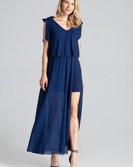 Robe longue rouge fendue