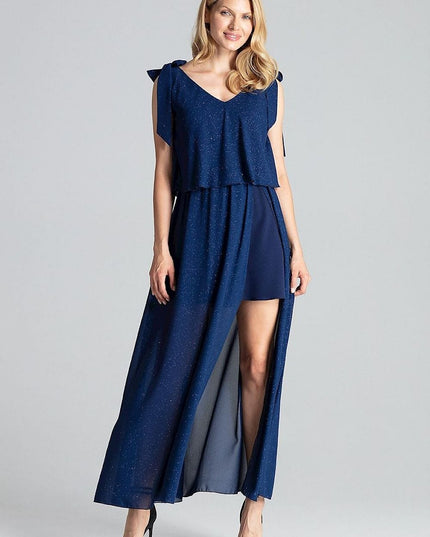 Robe longue rouge fendue