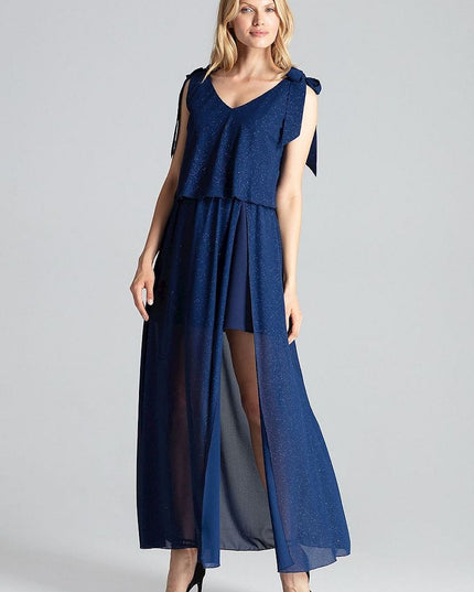 Robe longue rouge fendue
