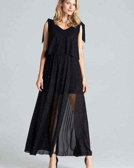 Robe longue rouge fendue