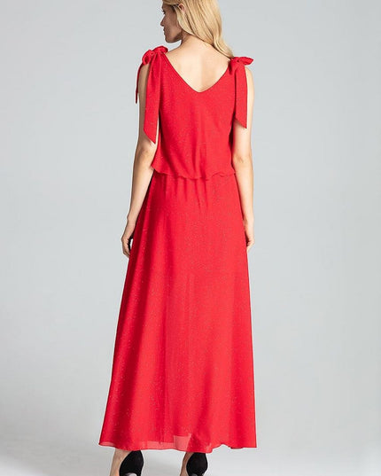 Robe longue rouge fendue