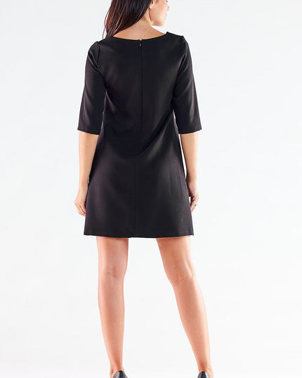 Robe trapèze rouge à manches 3/4