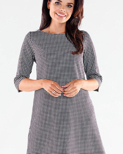 Robe trapèze rouge à manches 3/4