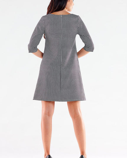 Robe trapèze rouge à manches 3/4