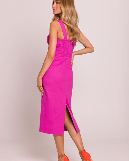 Robe crayon midi fuchsia