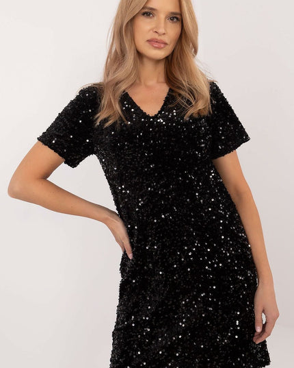 Robe à paillettes noire classique