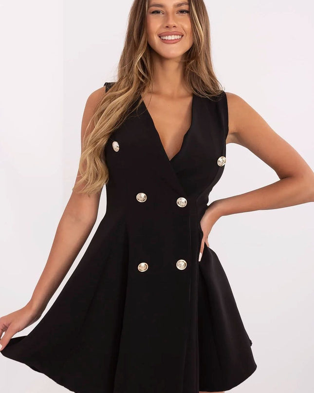 Robe blazer noire évasée