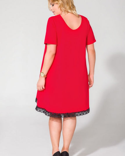 Robe trapèze en dentelle rouge