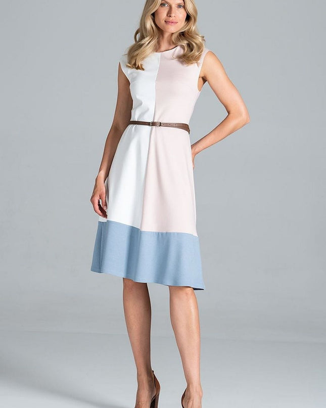 Robe midi tricolore sans manches