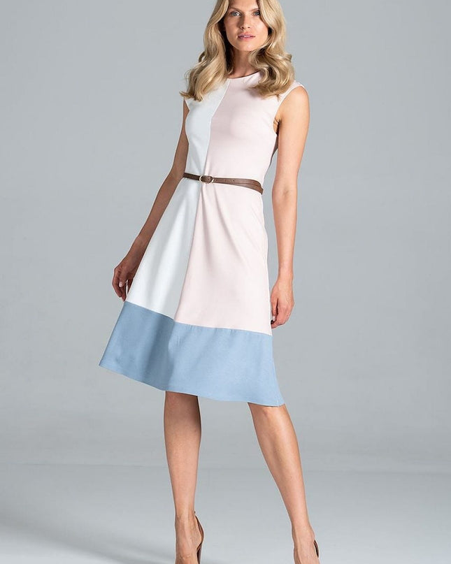 Robe midi tricolore sans manches