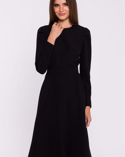 Robe évasée vert manches longues