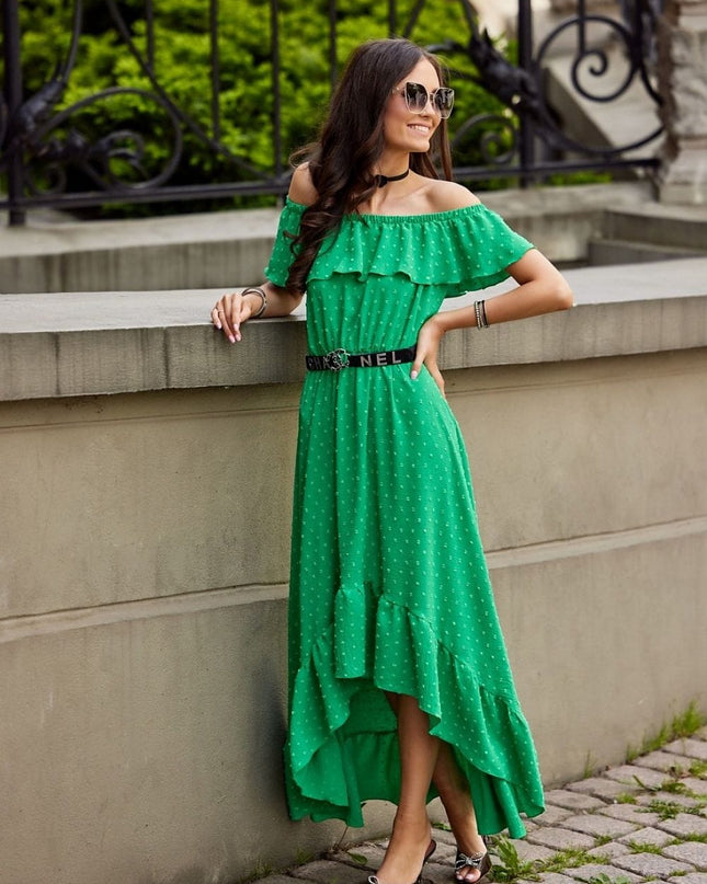 Robe maxi asymétrique verte