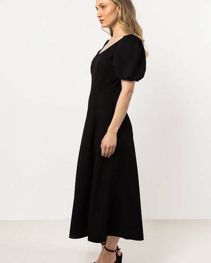 Robe évasée verte avec manches courtes